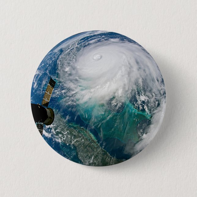 Badge Rond 5 Cm Vue De L'Ouragan Dorian. (Devant)