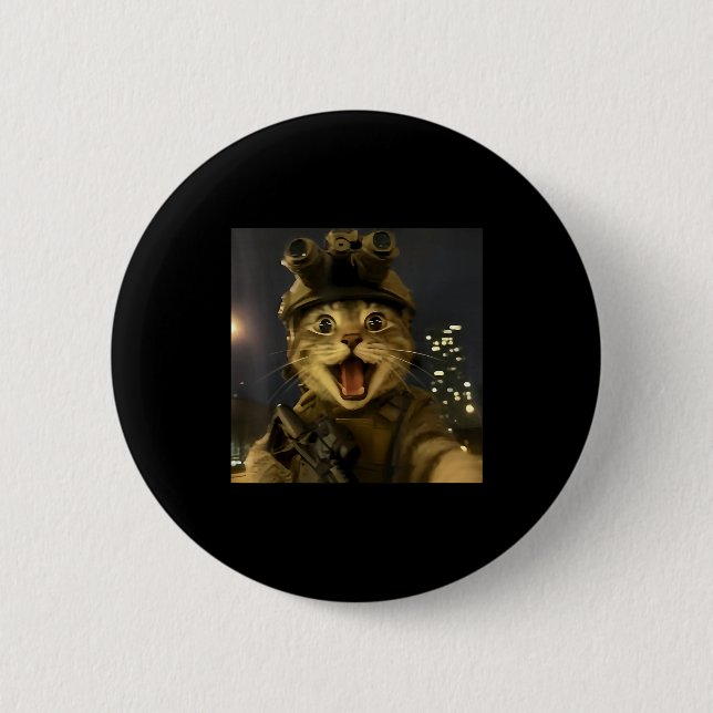 Badge Rond 5 Cm Waactical Cat Meme  (Devant)