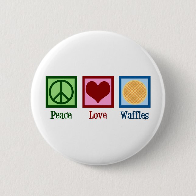 Badge Rond 5 Cm Waffles Peace Love (Devant)