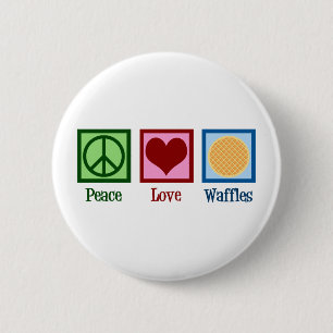 Badge Rond 5 Cm Waffles Peace Love