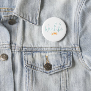 Badge Rond 5 Cm Waikiki, souvenir de voyage à Hawaii
