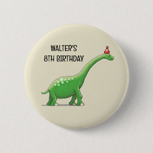 Badge Rond 5 Cm Walter le Dinosaure