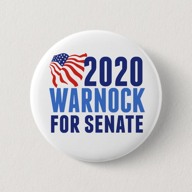 Badge Rond 5 Cm Warnock pour le Sénat (Devant)