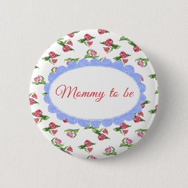 Badge Rond 5 Cm Watercolor vintage Flowers Mommy to be