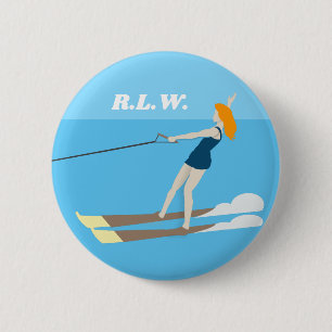 Badge Rond 5 Cm Waterski de style Vintage