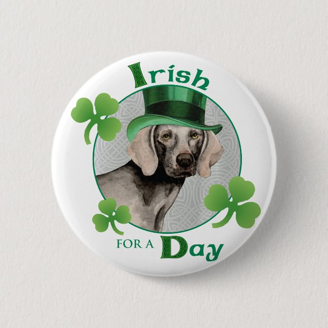 Badge Rond 5 Cm Weimaraner de la Saint Patrick (Devant)
