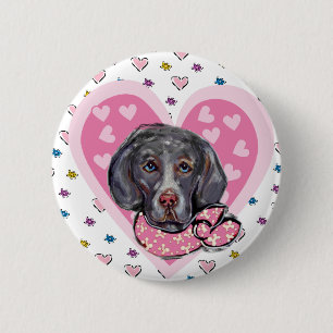Badge Rond 5 Cm Weimaraner Valentine