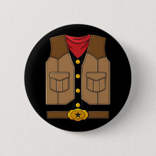 Badge Rond 5 Cm Western Cowboy Halloween Garçons Enfants