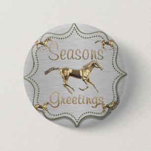 Badge Rond 5 Cm Western Gold Horse Holiday
