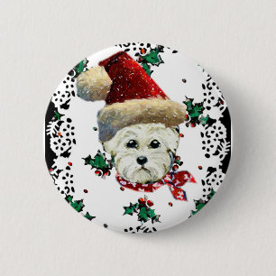 Badge Rond 5 Cm Westie Père Noël