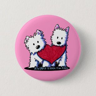 Badge Rond 5 Cm Westies Button au cœur