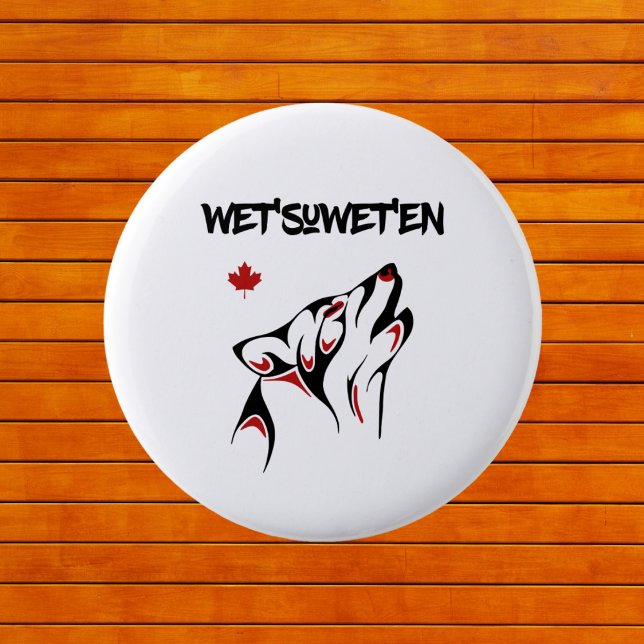 Badge Rond 5 Cm Wet'suwet'en Howling Wolf Haida Style Tatouage cou (Créateur téléchargé)