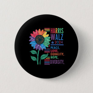 Badge Rond 5 Cm Wheimer Paix Aimer Égalité Espoir Diversité Kamala