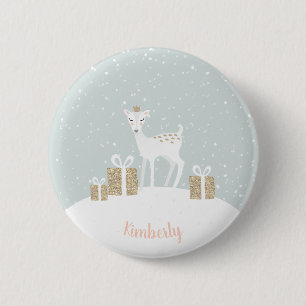 Badge Rond 5 Cm Whimsical Deer Christmas