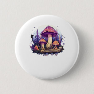 Badge Rond 5 Cm Whimsigoth Champignons Et Crystals Classique