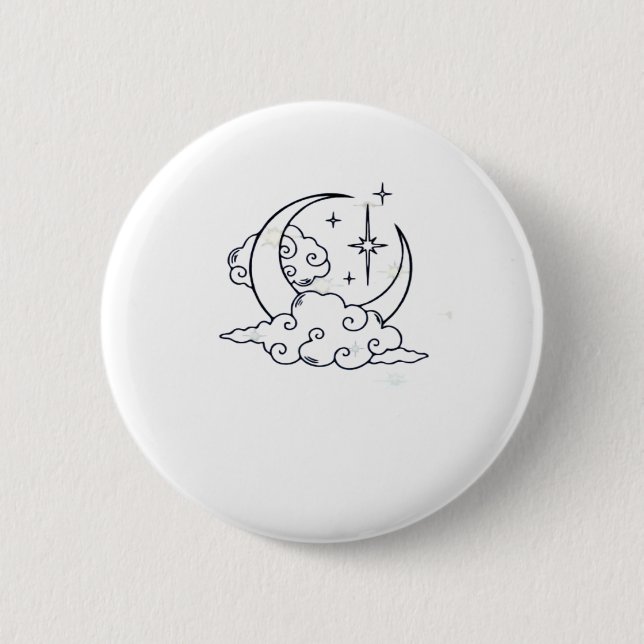 Badge Rond 5 Cm Whimsigoth Nuages Lune Witchy Classic (Devant)