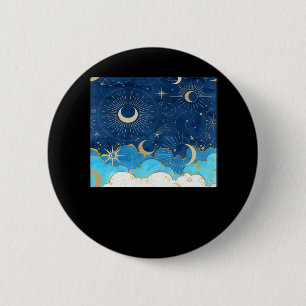 Badge Rond 5 Cm Whimsigoth Nuages Sun Moon Witchy Classic