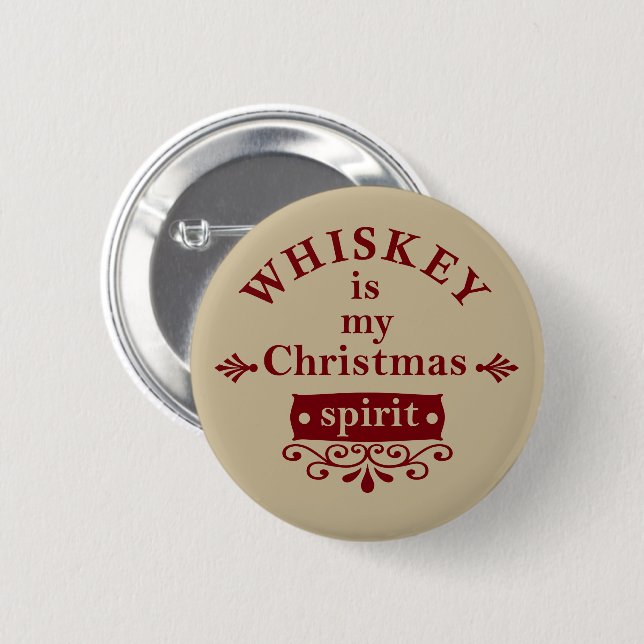 Badge Rond 5 Cm Whiskey est mon esprit de Noël (Devant & derrière)