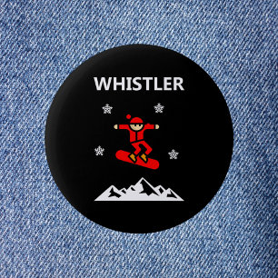 Badge Rond 5 Cm Whistler Canada Flying Snowboarder Color