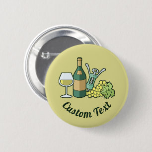 Badge Rond 5 Cm White Wine Button