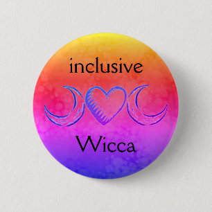 Badge Rond 5 Cm Wicca inclus (jaune, rose chaud, bleu)