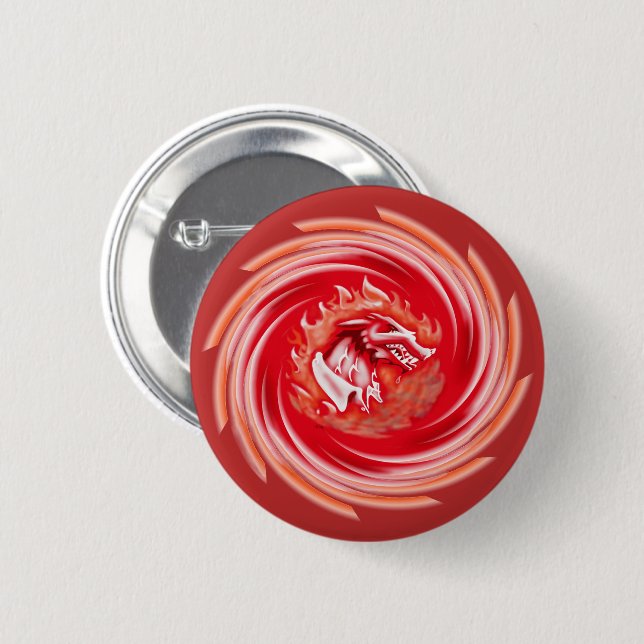 Badge Rond 5 Cm Wild Wolf Whirling bouton rouge (Devant & derrière)