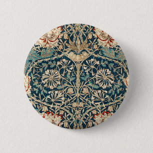 Badge Rond 5 Cm William Morris Antique Fleur de Chèvrefeuille