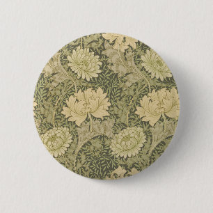 Badge Rond 5 Cm William Morris Chrysanthemum Fleur d'âge