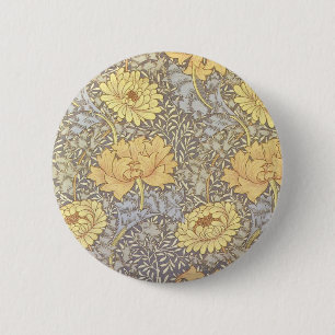 Badge Rond 5 Cm William Morris Chrysanthemum Fleurs maman