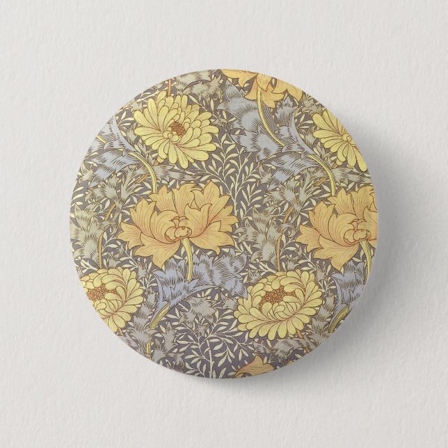 Badge Rond 5 Cm William Morris Chrysanthemum Fleurs maman (Devant)