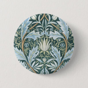 Badge Rond 5 Cm William Morris Fine Fond d'écran Floral Motif