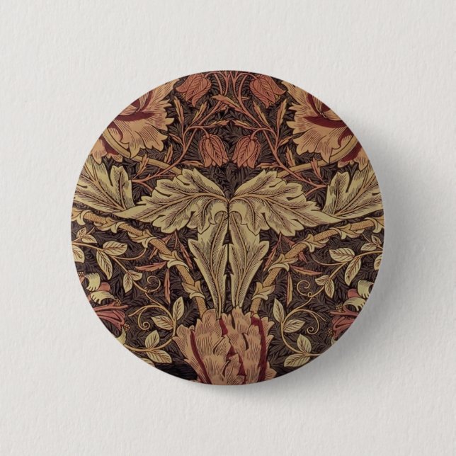 Badge Rond 5 Cm William Morris Honeysuckle Classic English Art (Devant)