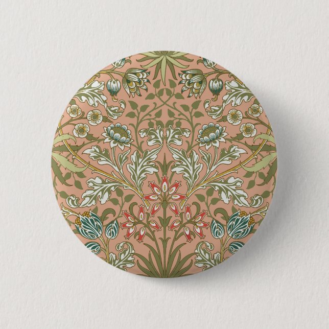 Badge Rond 5 Cm William Morris Hyacinth Flower Rose Art (Devant)
