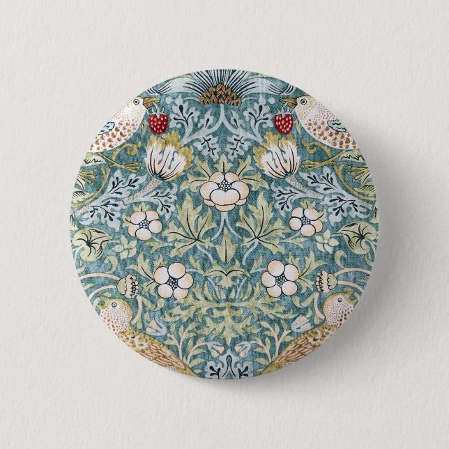 Badge Rond 5 Cm William Morris Strawberry Thief Design de lumière (Devant)