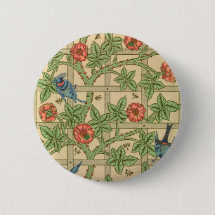 Badge Rond 5 Cm William Morris Trellis Design classique de papier