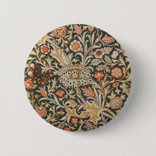 Badge Rond 5 Cm William Morris Trent Garden Flower Classic Botanic (Devant)