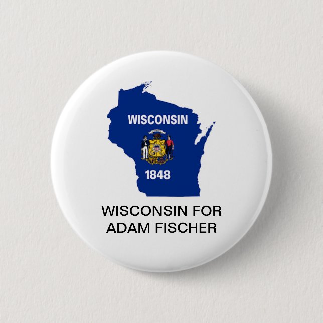 Badge Rond 5 Cm WISCONSIN pour ADAM FISCHER GOVERNOR Button (Devant)