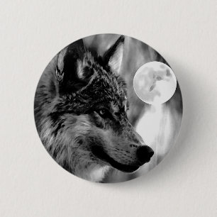Badge Rond 5 Cm Wolf & Moon