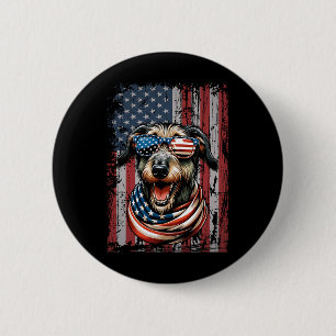 Badge Rond 5 Cm Wolfhound Amoureux des chiens Us Drapeau 4 juillet