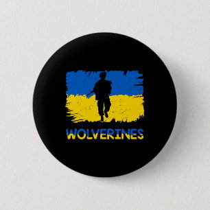 Badge Rond 5 Cm Wolverines soutiennent l'Ukraine Soutiennent l'Ukr