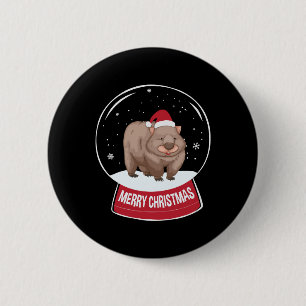 Badge Rond 5 Cm Wombat Joyeux Noël Snowball