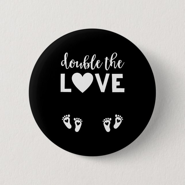 Badge Rond 5 Cm Womens Valentines Day Twin Pregnancy Announcemen V (Devant)