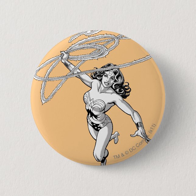 Badge Rond 5 Cm Wonder Woman Black & White Twirl (Devant)