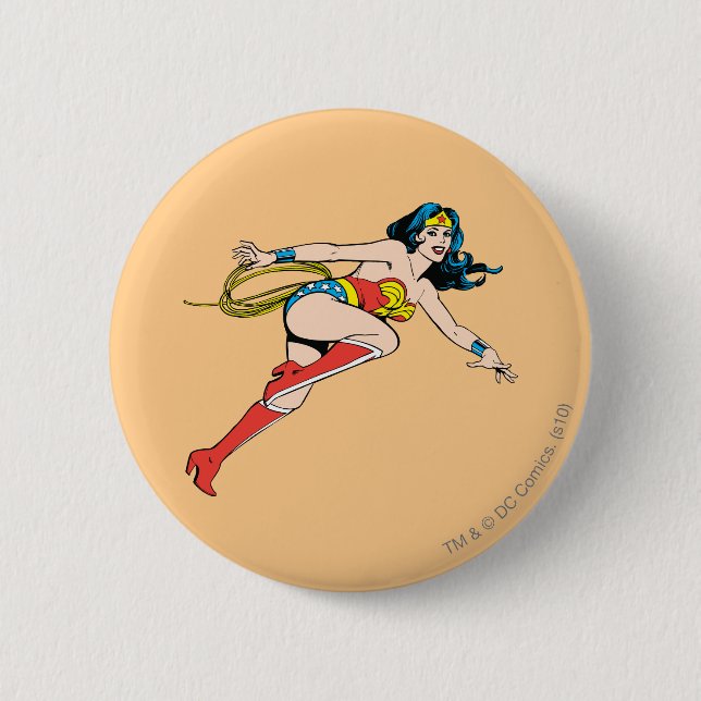 Badge Rond 5 Cm Wonder Woman bondit à droite (Devant)