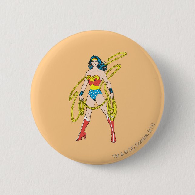 Badge Rond 5 Cm Wonder Woman détient Lasso 5 (Devant)