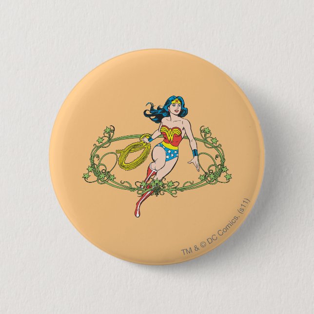 Badge Rond 5 Cm Wonder Woman Green Vines (Devant)