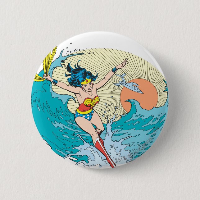 Badge Rond 5 Cm Wonder Woman Ocean Sky (Devant)