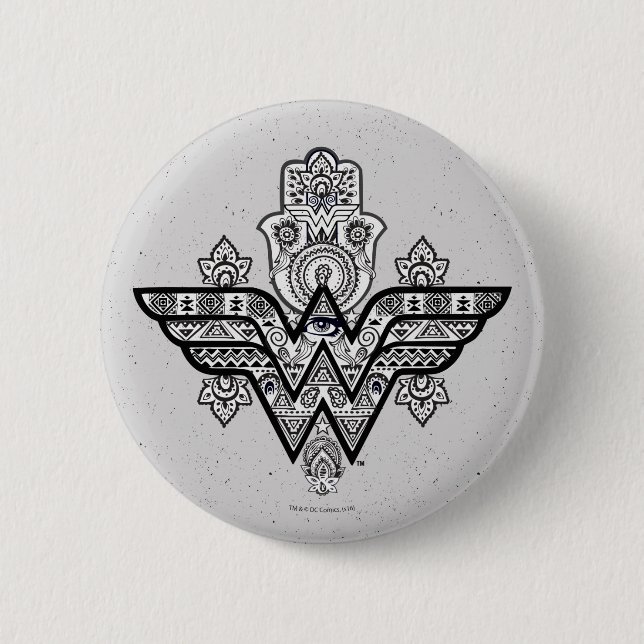 Badge Rond 5 Cm Wonder Woman Spirituel Paisley Hamsa Logo (Devant)