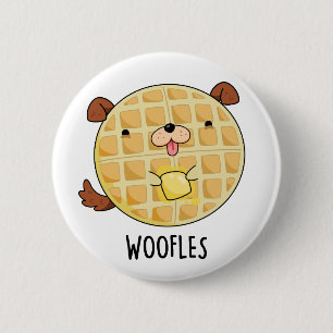 Badge Rond 5 Cm Woofles Doggy Doggy Waffle Pun