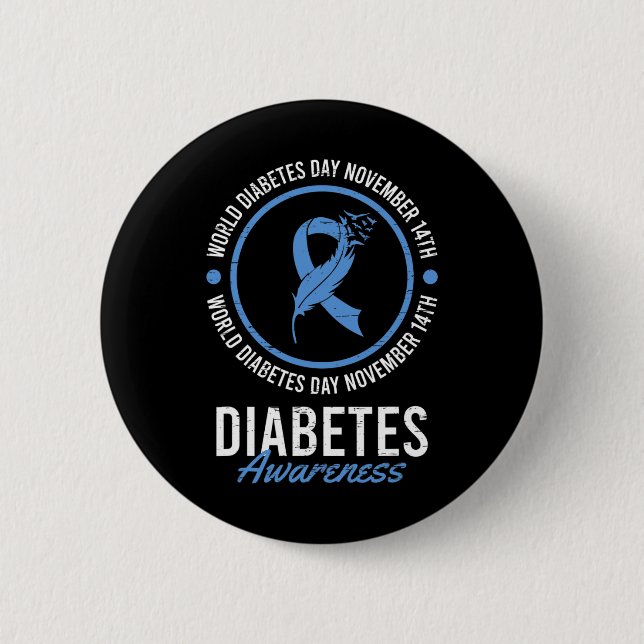 Badge Rond 5 Cm World Diabetes Day November Disease Awareness Insu (Devant)